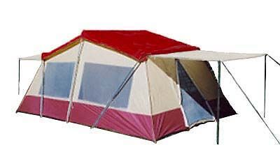 TREK _ NEW - 3 ROOM CABIN TENT 16' x 10' WIDE - 2 AWNING 2 DOORS AND FLY COVER