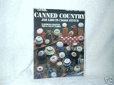 Leisure Arts Canned Country Jar Lids Cross Stitch #381  