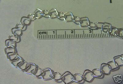 Sterling Silver 7 Square shaped Link Charm Bracelet  