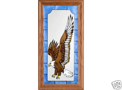 11x22 Stained Glass Flying EAGLE Bird Framed SUNCATCHER  