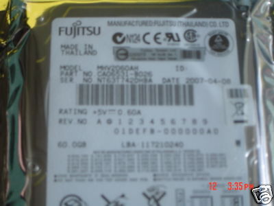 FUJITSU MHV2060AH CA06531 B026 60GB IDE hd 58508817  