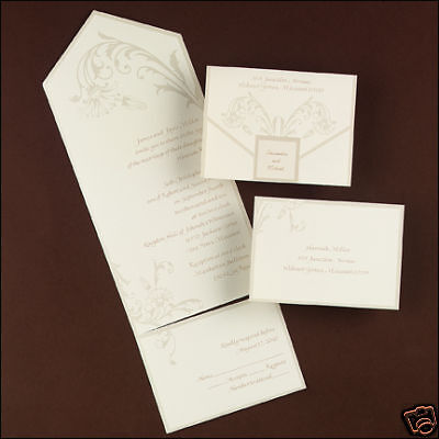 Seal n Send Pearl Embossed Floral Wedding Invitations  