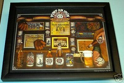 IRON CITY BEER & PIRATES FRAMED AD PRINT PUMP AN IRON  