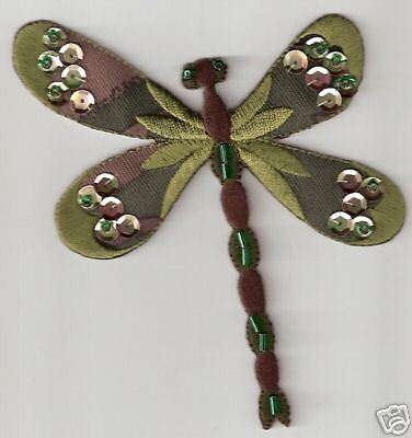 Sequin Bead Dragonfly Embroidery Applique Patch  