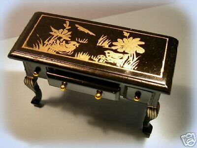 Dolls house furniture~miniature side table~chinese style~gold decorated top~1:12