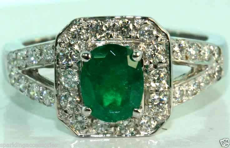 51ct Fine Colombian Emerald & Diamond Ring 14k Gold  