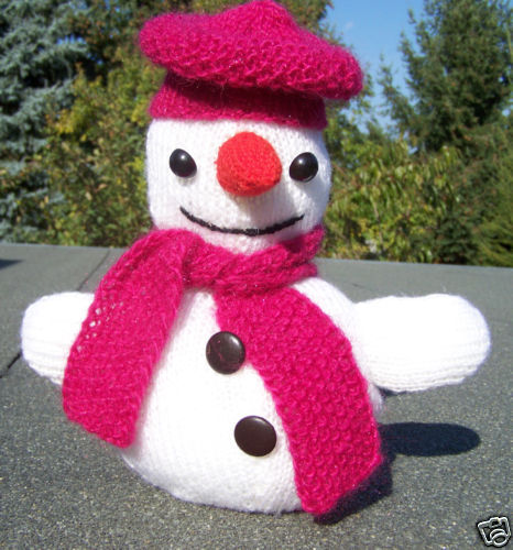 ORGINAL Handarbeit Figur gestrickter Schneemann