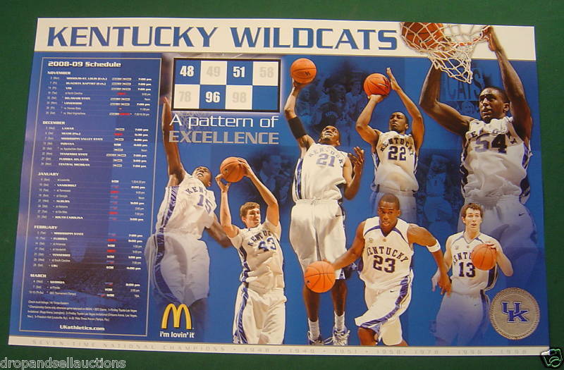 2008 09 UNIVERSITY OF KENTUCKY UK WILDCATS BASKETBALL POSTER PATTERSON 