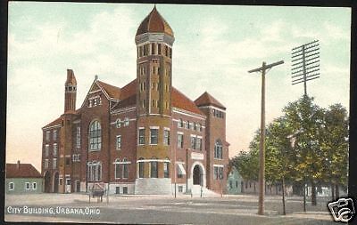 Old URBANA Ohio Postcard City Building Champaign County  