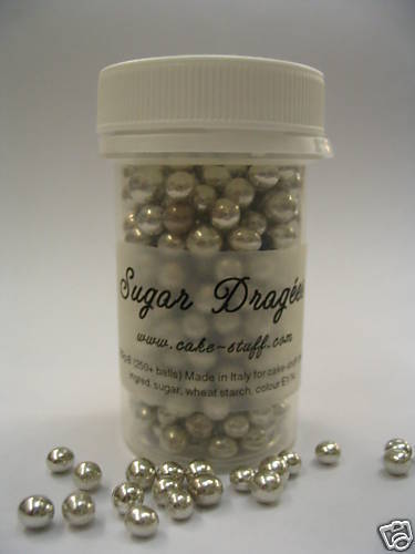 pots SILVER SUGAR BALLS 4mm edible cupcake dragees  