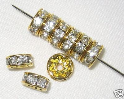 как выглядит 30 Swarovski Rhinestone Rondelles 6mm Gold Crystal F фото