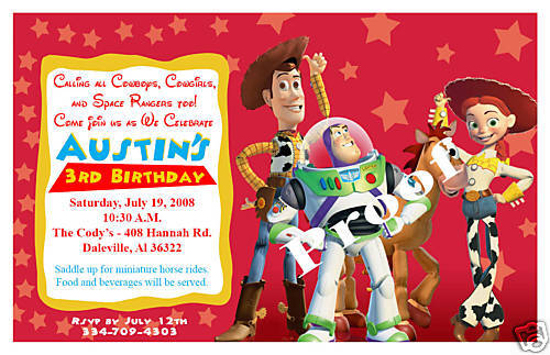 10 Toy Story 2 Buzz Woody Personalized Invitations  