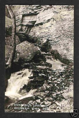 Decorah Iowa 1925/40 RPPC Dunnings Springs Falls IA  