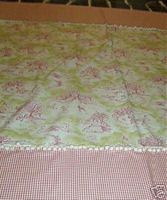   , Cottage; Tie On Fabric Shower Curtain Pink & Green Toile  