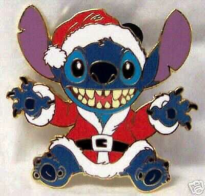 DISNEY SANTA STITCH CHRISTMAS PIN & XMAS CARD NEW  