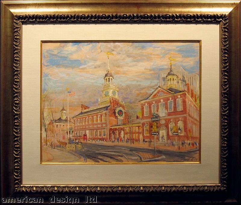 Kamil Kubik Independence Hall Original Pastel Drawing, Philadelphia 