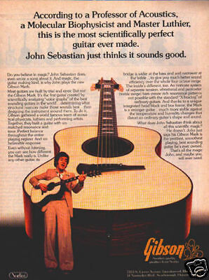John Sebastian Gibson Mark Pinup Ad Vtg Acoustic Guitar  