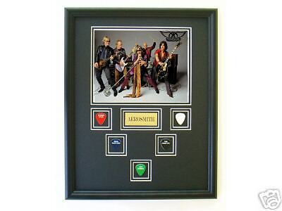 AEROSMITH band group photo framed with guitar pick s  