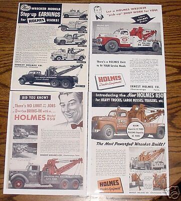 Ernest Holmes 850 wrecker Ads & 4 brochures Tow Truck  