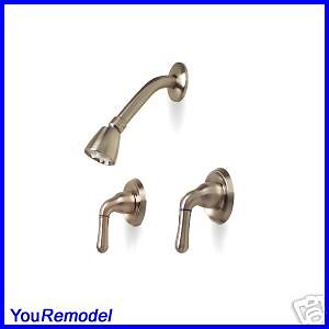 NEW BRUSHED NICKEL 2 HANDLE SHOWER SET BATHROOM FAUCET  