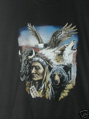 INDIAN,BEAR,WOLF,EAGLE BLACK NWOTS SWEATSHIRT 2XL  