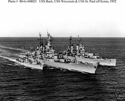 USS WISCONSIN BB64 ST PAUL CA73 BUCK KOREA 52 PHOTO  