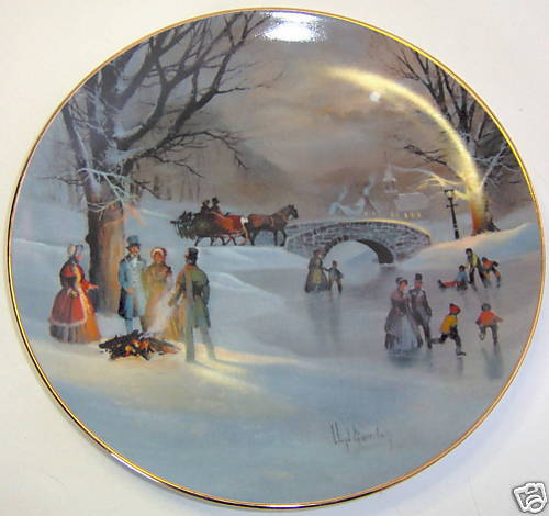 Holiday Skaters Collector Plate Scenes Christmas Past  