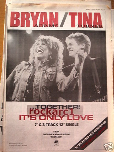 BRYAN ADAMS/TINA TURNER LOVE LARGE POSTER SIZE ADVERT  