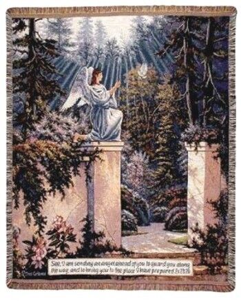 GARDEN ANGEL TAPESTRY THROW / BLANKET MADE IN USA  