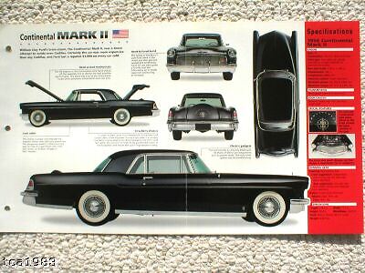 1956/57 LINCOLN CONTINENTAL MARK 2 SPEC SHEET/Brochure  