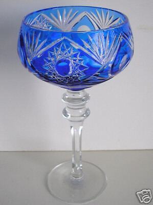 ABP SAPHIRE CASED CUT TO CLEAR CRYSTAL GOBLET  