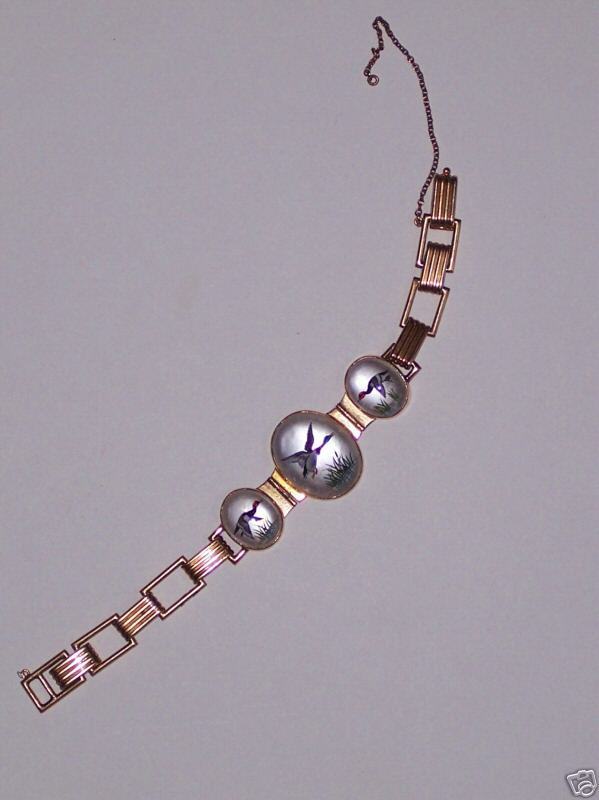 Reverse Painted Quartz Crystal Bracelet   w/14kt Links  