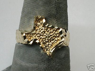 Ladies Texas Yellow Gold Diamond Cut Nugget Ring (865*  