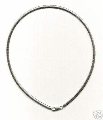 16 inch 4mm Flat Omega Choker Necklace Sterling Silver  