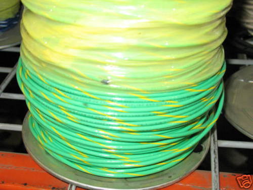 THHN 12 AWG GAUGE GREEN WITH YELLOW STRIPE WIRE 500  