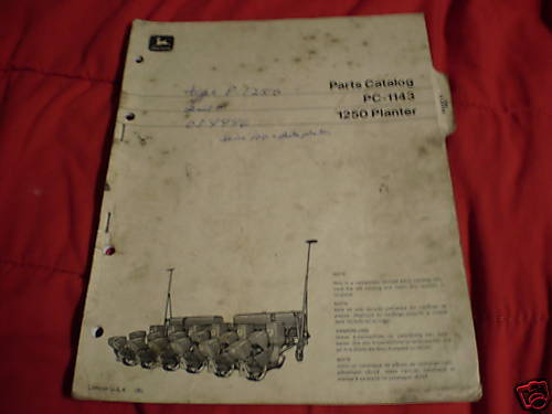 JOHN DEERE 1250 PLANTER PARTS MANUAL CATALOG TRACTOR  