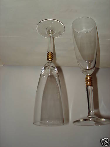 Set of 2 Champagne Crystal flute with gold stem Excelle  