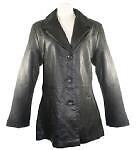 Womens 3 Button Hip Length Black Soft Lambskin Blazer  