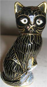 New Rare Cloisonne Black Cat Figurine Collectible  