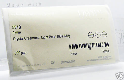 SWAROVSKI 5810 ROUND 4mm CREAMROSE LIGHT 500 PEARLS  