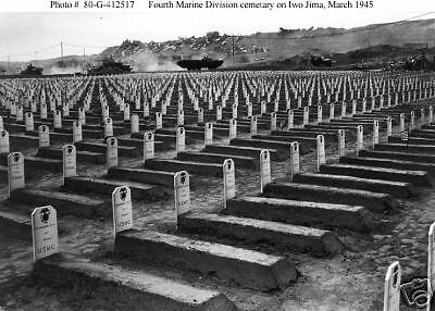 FOURTH MARINE DIVISION CEMETERY IWO JIMA MARCH 45 PHOTO  